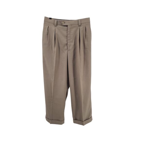 Giorgio Ferraro men's dress khaki pleated hemmed pants pants 40x37L inseam 28" - Picture 1 of 9